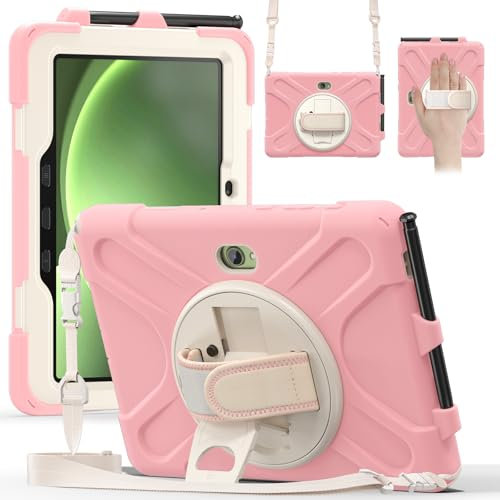 Custodia per Samsung Galaxy Tab Active5 Pro 2025 / Active4 Pro 2022 / Active PRO 2019 10,1 pollici, custodia antiurto militare aggiornata con cinturino e tracolla e supporto rotante (rosa)