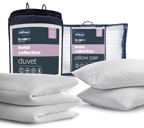 Silentnight Hotel Collection Bed Set - Luxury Hotel Quality 10.5 Tog Duvet and Pillow Pair Bundle - Premium Soft & Silk Touch - Hypoallergenic and Machine Washable, Super King