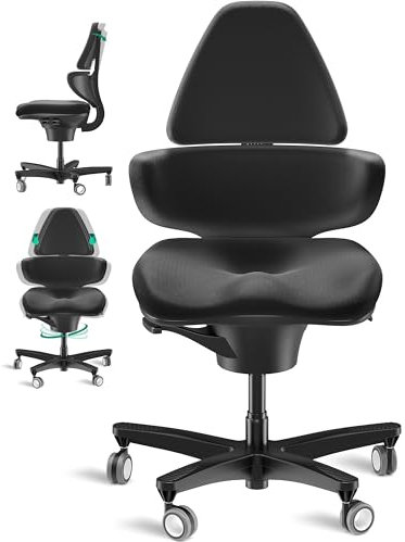 CoreChair Elite (Formstrick) Bürostuhl | Ergonomischer Bürostuhl mit bis zu 150kg Belastbarkeit. Orthopädischer Schreibtischstuhl mit 360° Beweglichkeit, Beckenstütze & Rückenlehne. (schwarz)