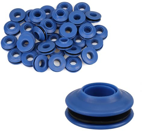 Œillets en Plastique pour Bâche, 50 Pièces Ensemble d'oeillets en Plastic, Eyelets for Tarpaulin Auto Bloquants 28 x 28 x 12 mm, Convient aux Tentes, Bâches de Piscine, Rideaux, Bâches, Bleus
