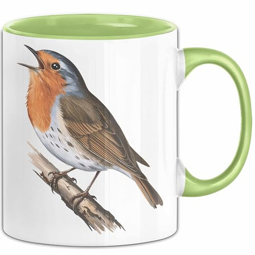 Rotkehlchen Vogel Beobachtet Singvögel Tasse Geschenk Lustige Geschenkidee Spruch (Grün)