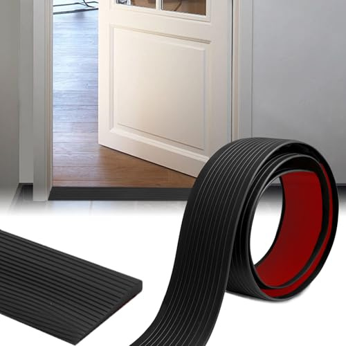 Türschwellenrampe,2 cm Höhe Übergangsprofil Selbstklebend Schwellenrampe,Anti-Slip Gummi Türschwellenrampe Saugroboter, für Rollstühle, Kinderwagen, Innen und Außenbereich(Schwarz,1M x 8CMx2CM)