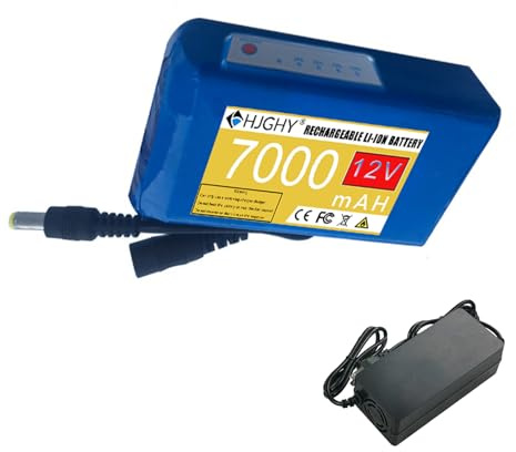 HJGHY 12v,6000mAh, 12 V 12 Ah 16 Ah 24 Ah Lithium-Akkupack 12 Volt 5000 mAh 9000 mAh DC wiederaufladbarer leistungsstarker tragbarer Lithium-Polymer-Akku mit Ladegerät