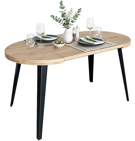 Miroytengo Mesa de Comedor Extensible Redonda Berg 3 Posiciones hasta 6 comensales 80/120/160x80x76 cm