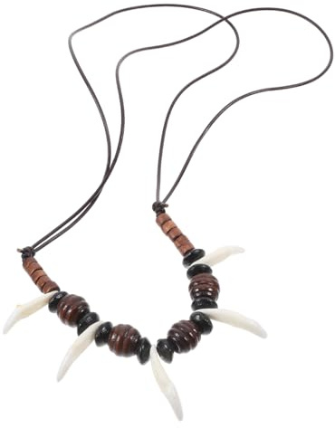 Ciieeo Wolf Zahn Halskette Herren Personalisierte Kette Mit Perlen Acryl Anhänger Verstellbares Wachsband Tribal Stil Nackenkette Für Strand Surfen Und Alltag