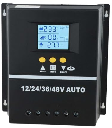 FACAIIO Contrôleur de charge solaire MPPT 150 A avec écran LCD, 12 V 24 V 36 V 48 V pour reconnaissance automatique, double ports USB, régulateur de batterie à panneau solaire