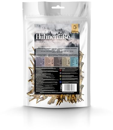 George & Bobs Hühnerfüße 500g – 100% Huhn, naturbelassener Hundekauartikel – knuspriger Kausnack, proteinreich, schonend getrocknet, getreidefrei, ohne Zusätze