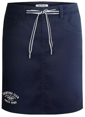SOCCX Damen Kurzer Jeansrock AN:NE mit Print Blue Navy, XXL