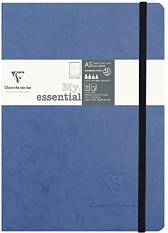 Clairefontaine 793434C Notizbuch AgeBag My Essentials, DIN A5, 14,8 x 21 cm, 96 Blatt, dot, nummeriert, 90g, 1 Stück Blau