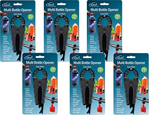 JOKARI Multi Bottle Opener - 6 Pk- Beer Bottle Opener, Beer Opener, Soda Can Opener, Jar Opener, Nail Polish Opener Good For Arthritis Or Weak Hands