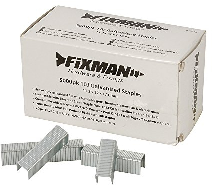 Fixman Grapas galvanizadas 10J, 5000 unidades, 11,2 x 12 x 1,17 mm (810318)