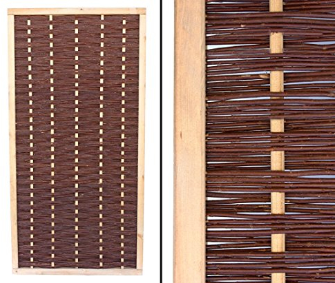 bambus-discount.com Brise-vue en osier Mia 180 x 90 cm de qualité supérieure en osier cuit dans un cadre en bois teinté