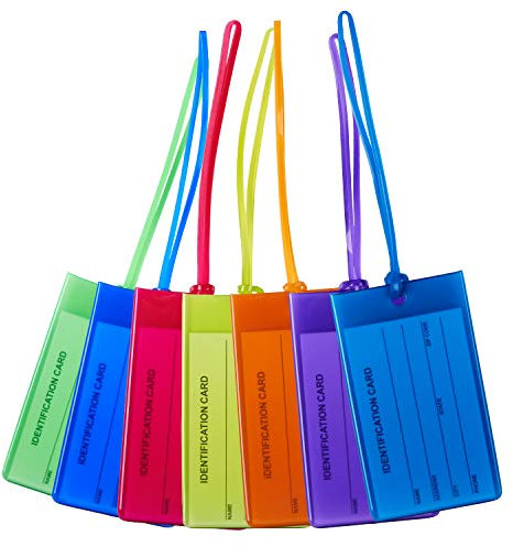 Luggage Tags 8 Pack,Auervo Flexible Silicone Travel Tags, ID Labels, Name Card Holder for Baggage Bags Suitcases Backpacks 8 Colors (8pcs)