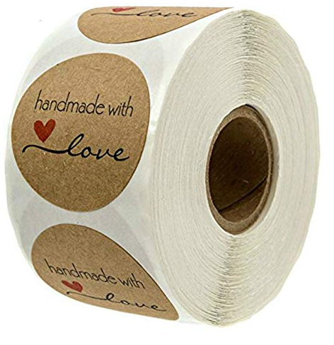 500 Stück Kraftpapier Aufkleber Sticker Aufkleber Etiketten Rund Selbstklebend Vintag Geschenkaufkleber Geschenksticker für Backen Geschenktüten Karte Briefumschlag Hochzeit