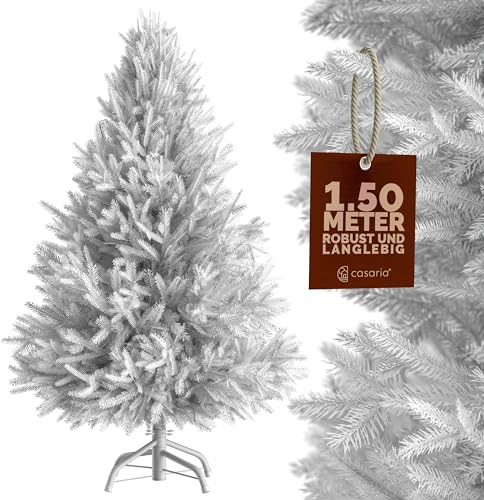 CASARIA® Árbol de Navidad Artificial 150cm Ramas Efecto Nieve Piñas con Soporte 310 Puntas Pino Decoración