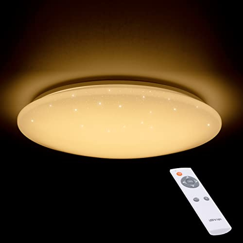 proventa® LED-Sternenhimmel Deckenleuchte Ø 60 cm mit Fernbedienung, 45 Watt, Lichtfarbe von 3.000-5.500 K einstellbar, stufenlos dimmbar, Nachtlichtfunktion