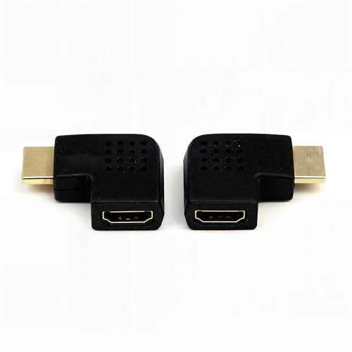 RHINORO Turning Left & Right Angled Adapter Compatible with HDMI Port Coupler Male to Female 90 & 270 Degree (2 pcs a bag)