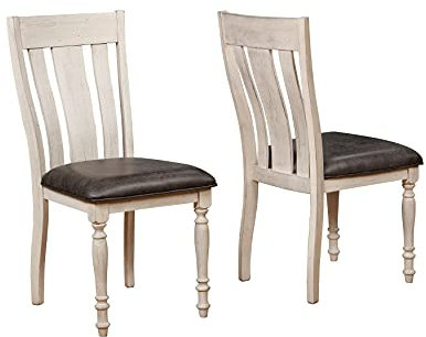 Roundhill Furniture 2er Set Esszimmerstühle mit gedrehten Beinen Eiche Antik