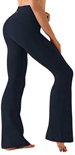 BUBBLELIME 73,7 cm/78,7 cm/83,8 cm/88,9 cm/94 cm, 3 Stile, Damen Yogahose, hohe Taille, Bootcut, Basic/Taschen Bauchkontrolle, Workout Flare, Basic Nylon_darknavy, X-Groß