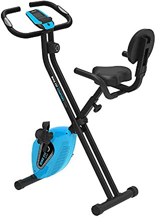 PRIXTON - Bicicleta Estática Plegable Comfort Pro BF200 - Resistencia 1,5 kg - Respaldo Integrado - Bici indoor con Soporte para Tablet o Móvil - Resistencia 8 Niveles - Pulsómetro - Pantalla 3” LCD