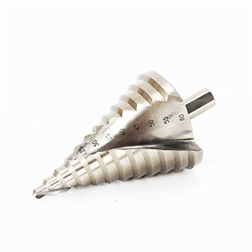 Futchoy 6-60mm HSS Kegelbohrer, Stufenbohrer, Fräser, Konusbohrer, Schälbohrer für Kunststoff, Holz, Metallblech - 13mm Grifflänge, 3-flammig, SDS-Plus, 1 Stück