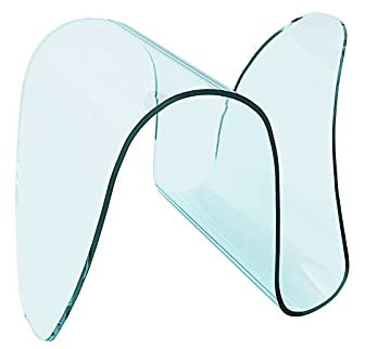 Bricozone Tavolino Basso Portariviste Salotto Ufficio Con Vano Riviste in Vetro, Tavolo Luxury Z-100, Design Curvo Moderno Elegante, Tavolo Basso dal Design Minimal, Trasparente 62 x 45 x 41 cm