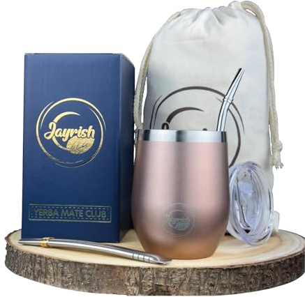 mate argentino, bombilla mate (2), tazza mate (350ml) in acciaio inox 18/8 tipo 304,mate argentino kit completo, calabaza, kit autentico yerba mate dall'Argentina - cannucce incluse