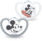 NUK Space Schnuller | 0–6 Monate | Schnuller mit extra Belüftung | BPA-freies Silikon | Disney Mickey Maus | grau und weiß | 2 Stück