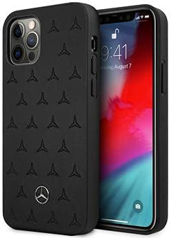CG MOBILE iPhone 12 Pro Max – schwarzes Leder mit Sternen – Mercedes-Benz