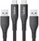 Maxonar 2Pack USB C Charger Cable 10Gbps Data USB A Android Auto Cable QC3.0 3.1A Type C Fast Charging USB3.2 Gen2 for Samsung Note20 Galaxy S24/S23/S22/S21/S20 PS5 Z Flip5 Pixel 9 Pro 2M/6.6ft-Black