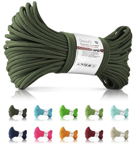 Ganzoo Paracord 425 Seil, 3mm, Nylon Polyester, Typ 2, 30 Meter, 4 Kernstränge, Outdoor Schnur, Mehrzweckseil Hundehalsband, Hundeleine, Armband, Allzweckseil, Camping, Survival, Armband, Oliv grün