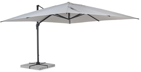 Decorspace - Sombrilla de aluminio con poste lateral orientable de jardín Ines (4 x 4 m, antracita-gris)