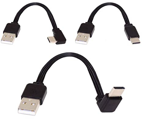 chenyang Cavo dati piatto sottile ad angolo retto da USB 2.0 tipo A maschio a USB-C maschio, per FPV, disco e telefono, set da 3 pezzi, 13 cm