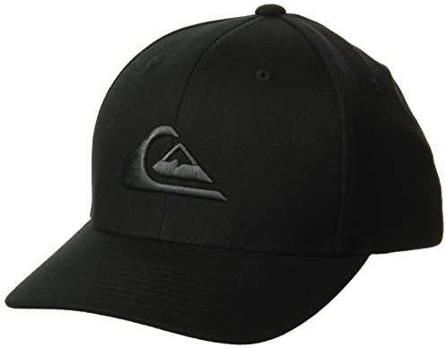 Quiksilver Herren Mountain & Wave Stretch Fit Curve Brim Hut, Schwarz/Schwarz, Large