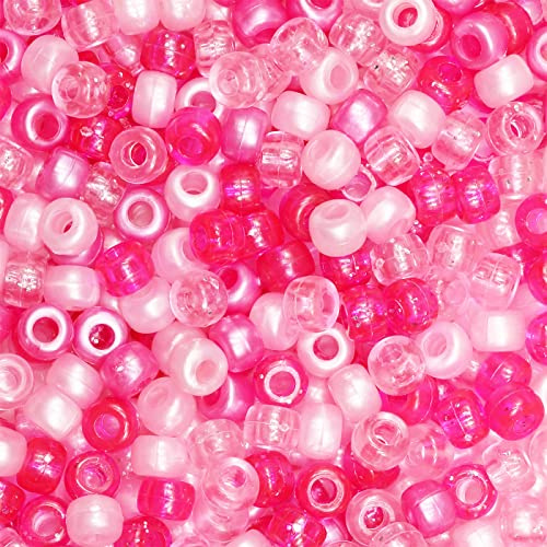 1000 PCS Pink Mix Pony Beads - Bracelet & Hair Braids Beads, 6x9mm(Pink Mix)