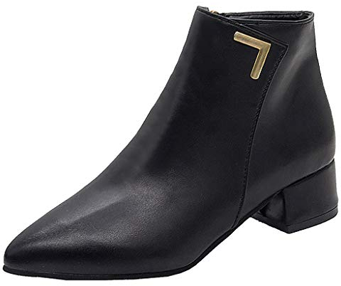 NOAGENJT Stivali S in Offerta Stivaletti alla caviglia con tacco medio a punta tinta unita da donna per il tempo libero Stivale 42