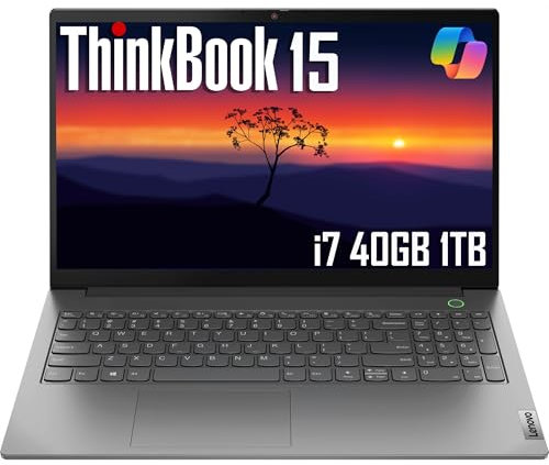 Lenovo ThinkBook 15 Gen 4 Business Laptop (15,6 FHD antiriflesso, Intel 10-Core i7-1255U, 40GB RAM, SSD PCIe 1TB 1TB), webcam 1080p, cornice stretta, impronte digitali, Wi-Fi 6, Ethernet, Win 11 Pro