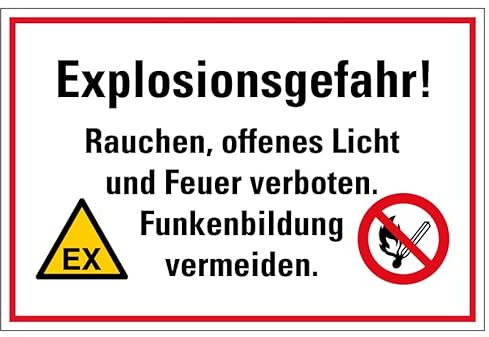 MBS SIGNS Aufkleber Warnung Explosionsgefahr! Funkenbildung vermeiden | Größe: 20x30cm, Made in Germany
