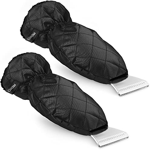 PREMYO Eiskratzer mit Handschuh Gefüttert - Eisschaber Auto Fleece Warm Innenfutter - Robust Optimal gegen Frost