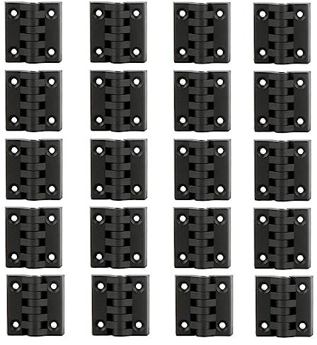 Lot de 20 charnières de porte de placard en plastique renforcé - 40 mm x 40 mm - Noir