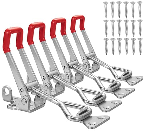 4 Pack Metal Toggle Latch,Box Closure Tension Lock Toggle Clamp Latch Adjustable Toggle Latch Quick Release Toggle Catch Latch for Tool Boxes Trunk Cases (Silver with Keyhole)