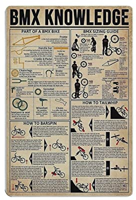Bmx Knowledge Poster, Metall-Blechschild, Kunst, Wandtafel, Dekor, Vintage-Retro-Schild, Eisenmalerei, Aluminiumschild für Heimdekoration, Bar, Geschäft, Männerhöhle, Outdoor, Garage, Innenbereich, 30