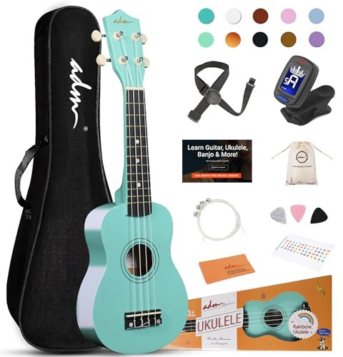 ADM - Sopran-Ukulele für Anfänger 21 Zoll Hawaiianisches Holz Ukulele Kit für Kinder Erwachsene Studenten Anfänger Ukalelee Profi-Paket mit Taschengurt