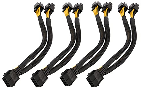 Knadgbft 4 Pcs CPU 8 Pin Splitter ATX CPU 8 Pin Female to Dual 8(4+4) Pin Male EPS 12V for Motherboard Power Adapter Cable