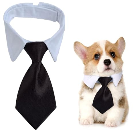 Voarge Hunde-Krawatte,verstellbares Hundehalsband mit Klettverschluss, Haustiere Hochzeit Fliege formelle Welpenfliege Smokingkragen Kostüm Krawatte Schwarz, L