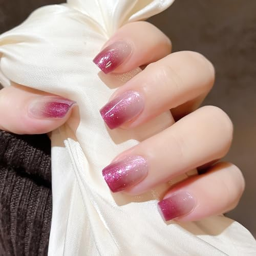 Ceboic 20PCS Halbgehärtete UV Gel Nagelfolien Französische Gellack Wraps Rosa Glitzer Nagellackstreifen Selbstklebende Nail Art Stickers Langanhaltende für Damen Mädchen, UV/LED-Lampe Erforderlich