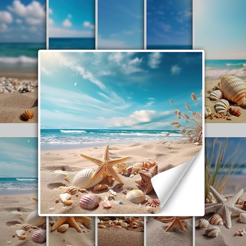 GRAZDesign Fliesenaufkleber Bad & Küche Maritim Strand und Muscheln Klebefliesen selbstklebend - 15x15cm / 10 Stück