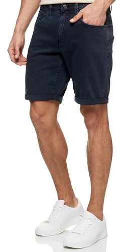 Indicode Herren Page Jeans Shorts mit 5 Taschen | Herrenshorts Used Look für Männer Navy, XL