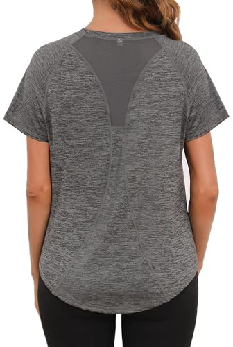 Gyabnw Funktionsshirt Damen Kurzarm Sportshirt Sport Oberteil Fitness Funktionsshirt Locker Laufshirt Atmungsaktiv Wandern