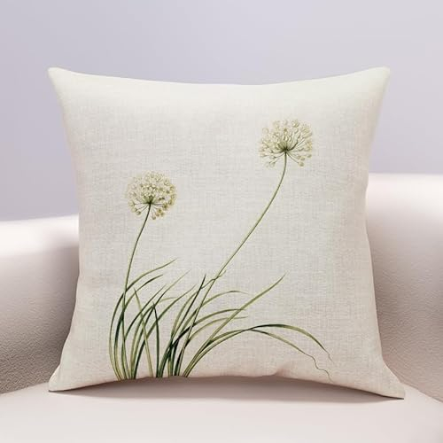Kissenbezug 60x60 Grün Couchkissen Superweicher Baumwolle Hanf Kissenbezüge Resistent Atmungsaktiv Kopfkissenbezug Verdecktem Zip Voll Waschbar Sofakissen 60x60cm/1 Pcs